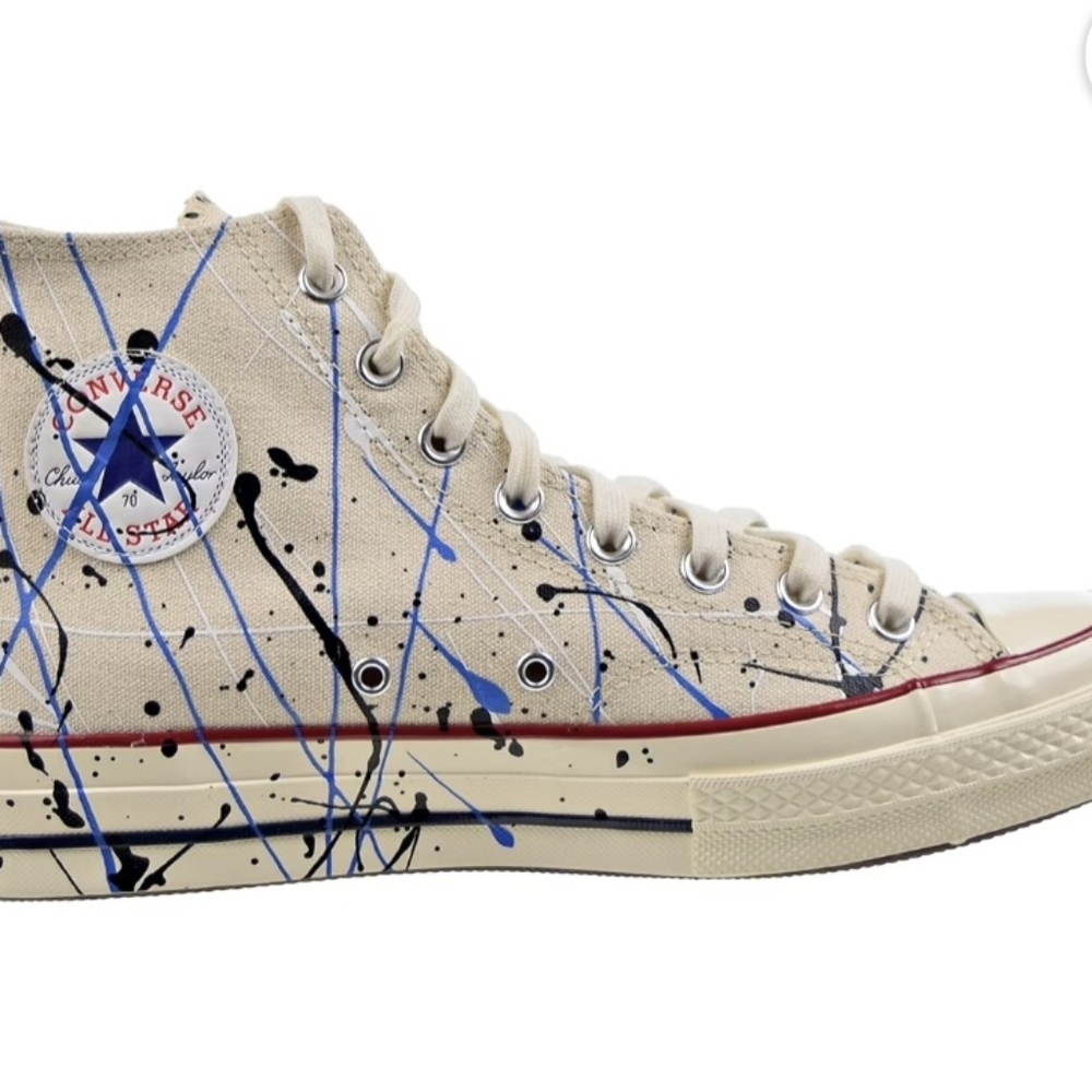 Converse Chuck 70 Hi Paint Splatter Unisex Shoes Egret-Digital Blue 170802c